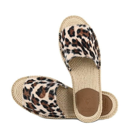 

V+BENIE Women s Indoor Outdoor Espadrille Sandal Leopard Print House Slippers for Women Leopard Beige