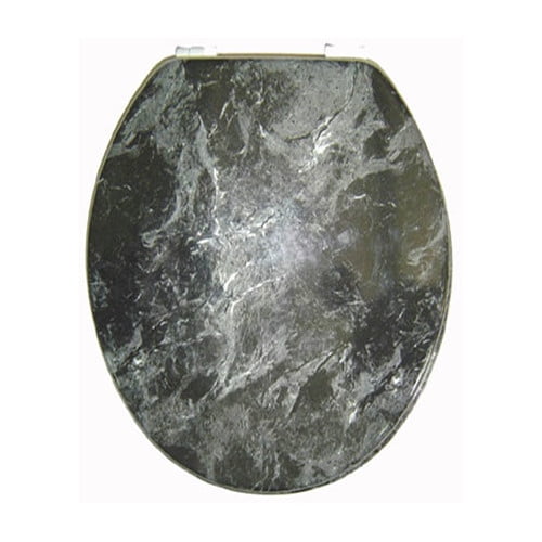 Trimmer Marbleized Molded Wood Elongate Toilet Seat