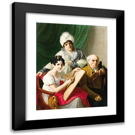 French School 12x14 Black Modern Framed Museum Art Print Titled - A Young Artist Drawing Her Father