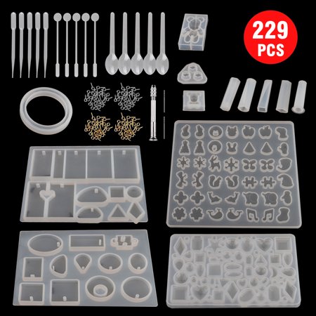 229pcs Silicone Resin Molds Set for Jewelry Casting, EEEkit DIY Jewelry Craft Epoxy Resin Making Kit, Resin Casting Molds DIY Art Craft Project Gift Jewelry Making Tools Set for Beginners