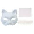 thumbnail image 2 of Tnobhg Cat Masque DIY Set White Paper Cat Masque with Eye Mesh Faux Fur Unfinished Cat Masque for Kids Adults DIY Painting, 2 of 8