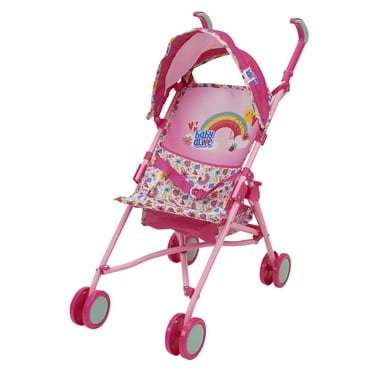 Baby Alive Doll Stroller Pink & Rainbow for Dolls up to 24" Foldable Ages 3-11