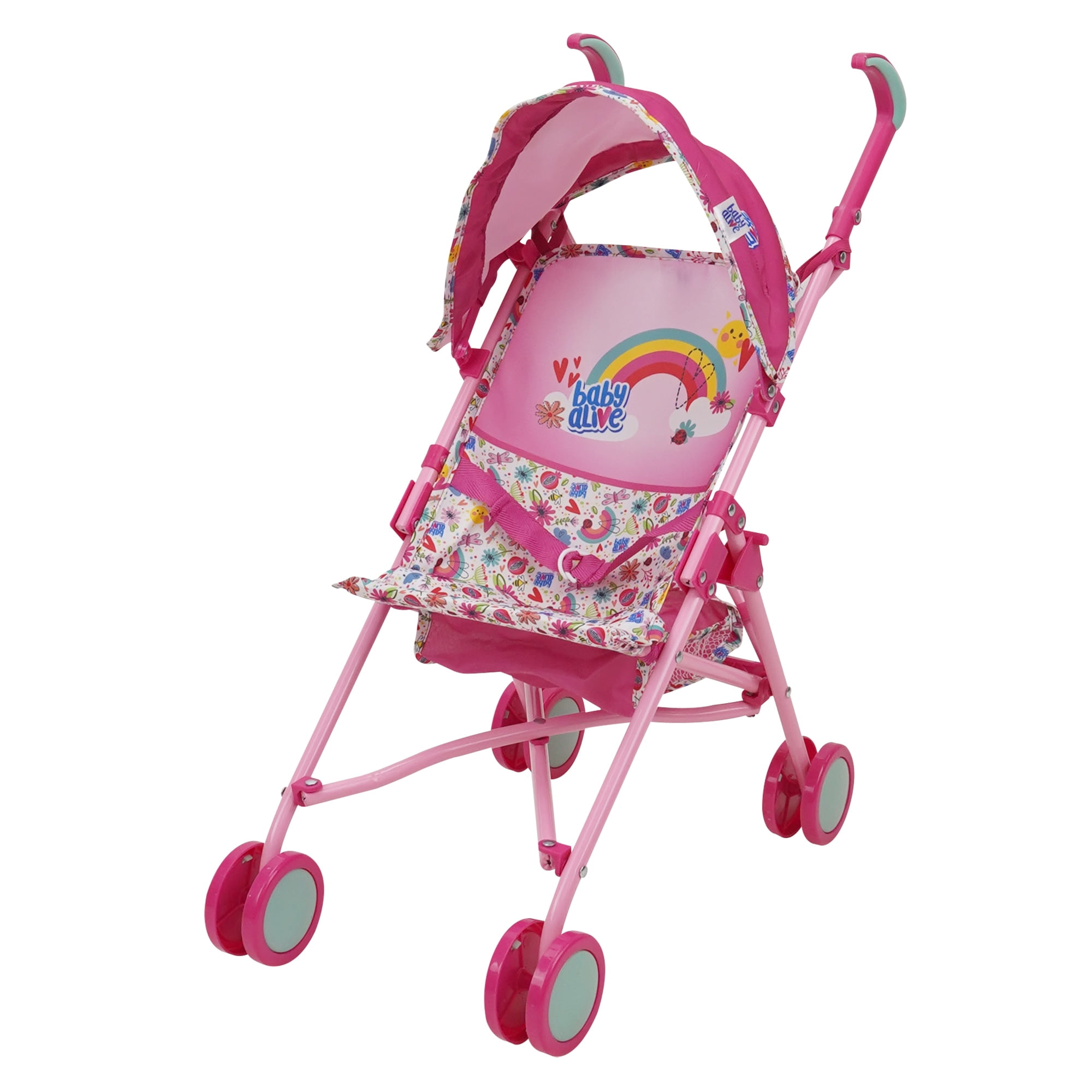 Baby Alive Doll Stroller Pink & Rainbow for Dolls up to 24" Foldable Ages 3-11