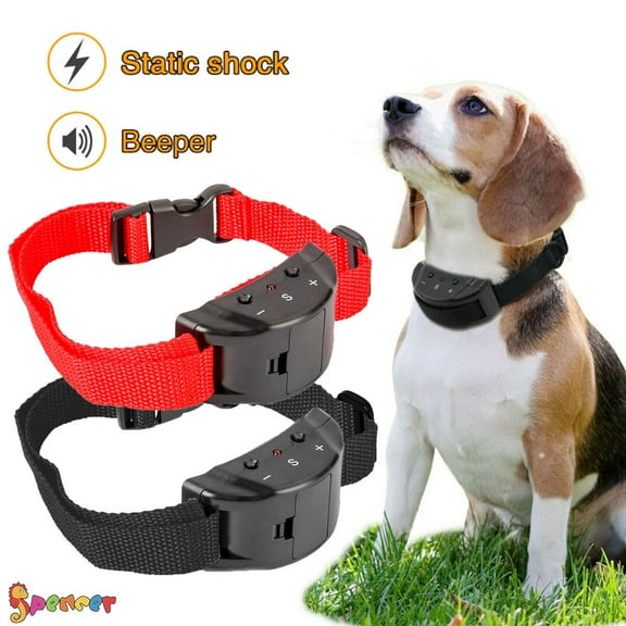 SPENCER Electric Dog Anti Barking No Bark Collar Control Collars Warning Beeper Shock Training Collar for Small Medium Large Dogs "Red"