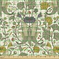 thumbnail image 2 of Ambesonne Floral Fabric by the Yard Upholstery, Detailed Sketch Wild Botanic, 10 Yards, Pale Earth Yellow Ecru, 2 of 5
