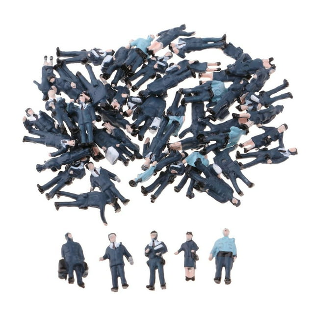 MERIGLARE 56PcsMulticolor Painted People Figures N Layout Police Landscape DIY Diorama