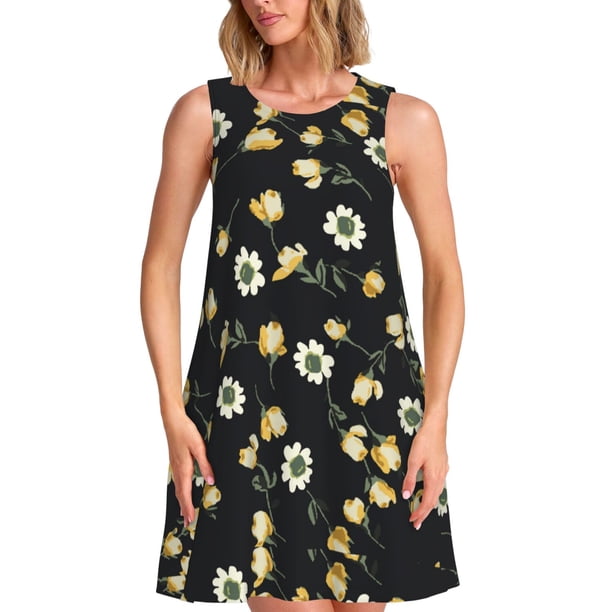 Balery Daisy Vestidos de verano para mujer con estampado: vestido holgado sin mangas, vestido playero informal y cómodo para días calurosos.