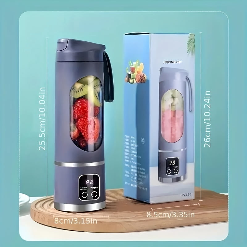 3-in-1 Portable Blender & Juicer - USB Rechargeable, Digital Display, Stainless Steel Blades - Wireless for Smoothies, Shakes, Juice - Perfect for Travel, Camping & Gifts