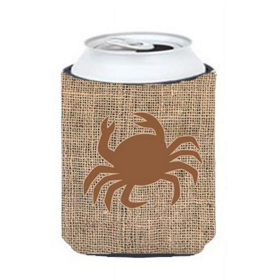 Crab Burlap And Brown Can Or Bottle Hugger