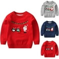 thumbnail image 4 of Odeerbi Toddler Boys Girls Christmas Sweater Cute Winter Thermal Knit Crewneck Sweater Christmas Print Fashion Casual Warm Pullover Knit Sweater Toddler Clothes Red, 4 of 4