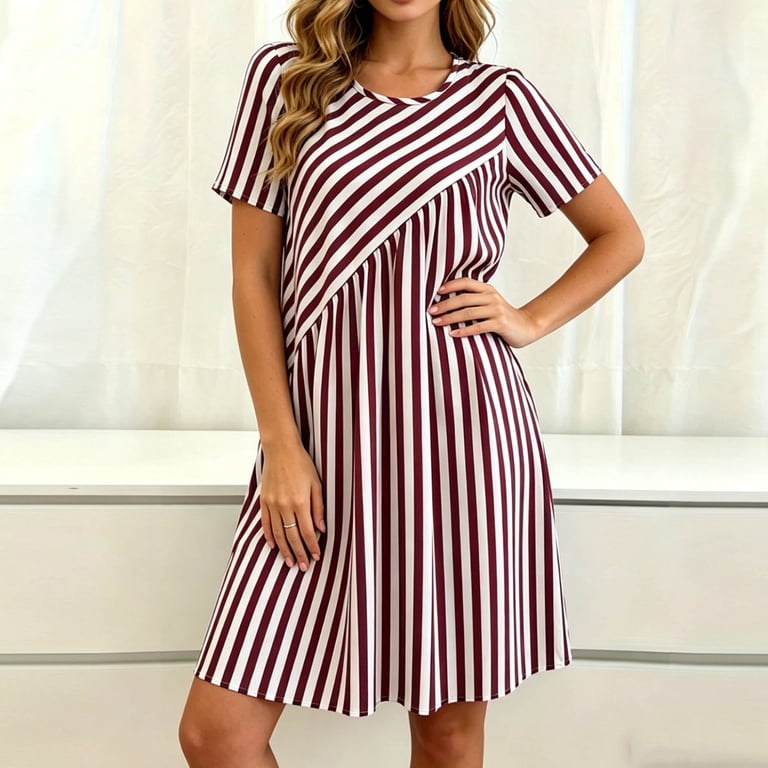 oversized striped t shirt dress Wholesale Striped T Shirt Dress Women Oversized Casual Tee Dress for your  store