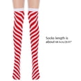 thumbnail image 4 of Aellinatey Women Christmas Peppermint Candy Cane Thigh High Socks Red White Striped Print Over Knee Long Stockings Hallowee Cosplay Tights Hosiery, 4 of 13
