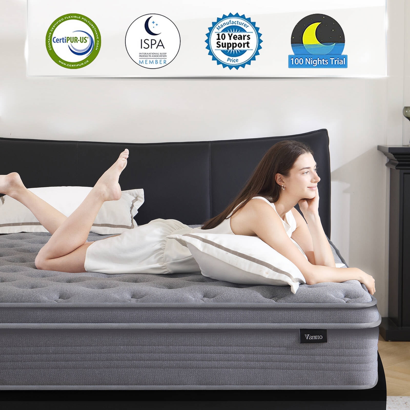 Vantto Full Mattress, 10 Inch Full Size Hybrid Memory Foam Mattress with Upgrade Pocket Springs, Pressure Relief, Breathable Comfort and Durable, CertiPUR-US Certified, Medium Firm