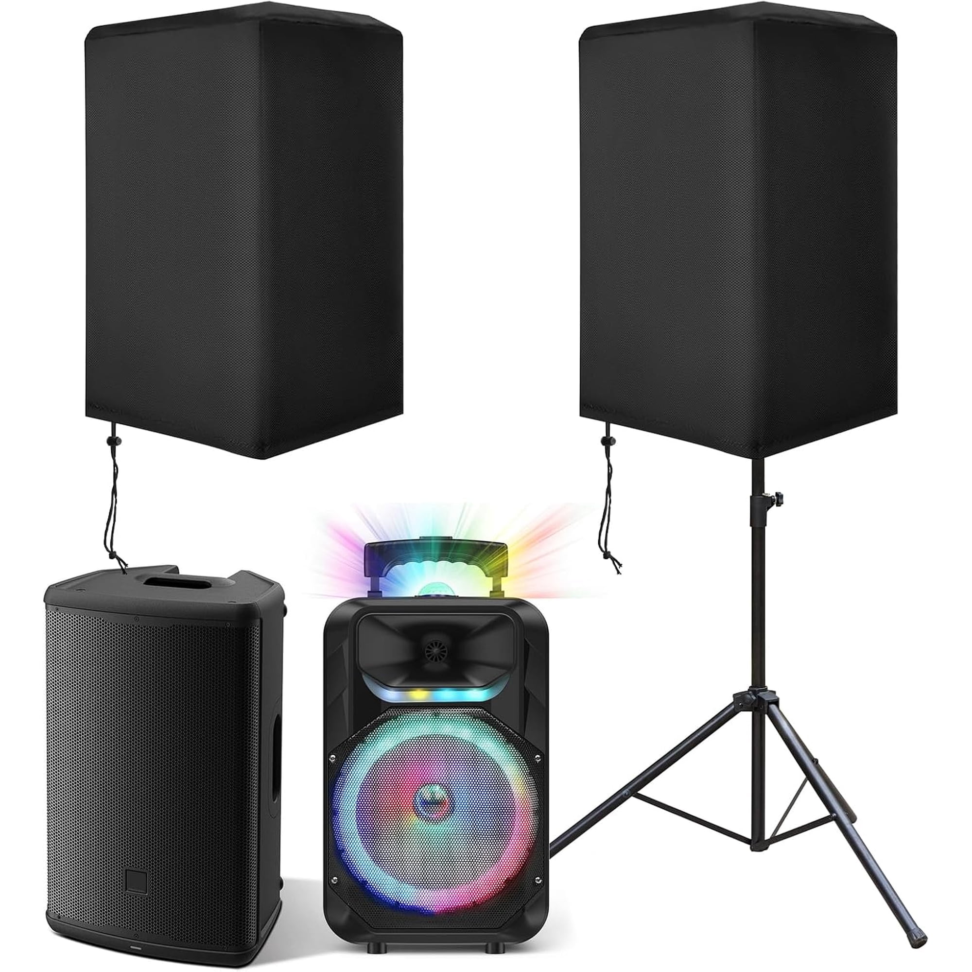 2 Pack Speaker Covers Waterproof Oxford Fabric Outdoor for 15 Inch Speaker | PA/DJ Cover for Powered Speaker Mounted on Stand Protection 30"x 19"x20"
