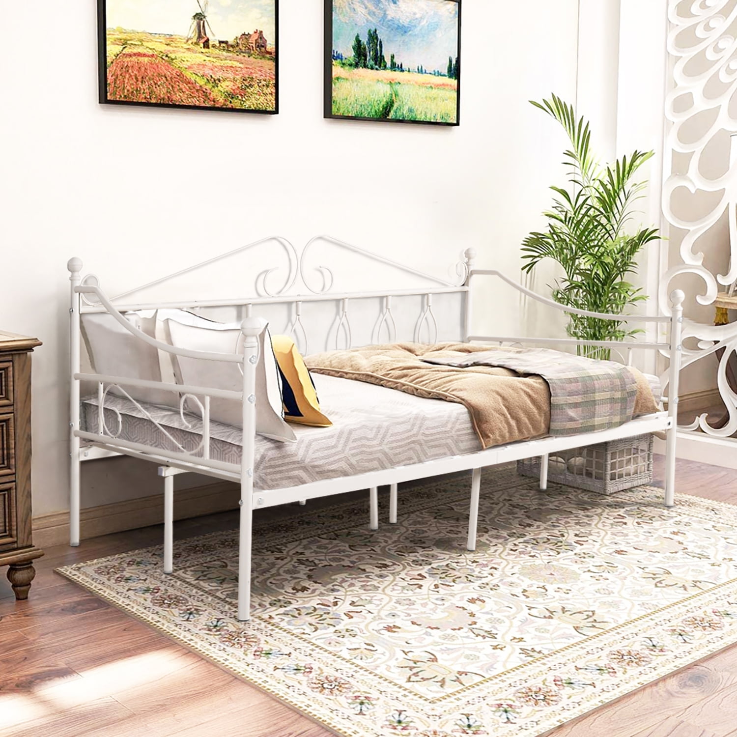 FurnitureR Modern DaybedTwin Size, Metal Bed Frame/ Sofa Bed Frame