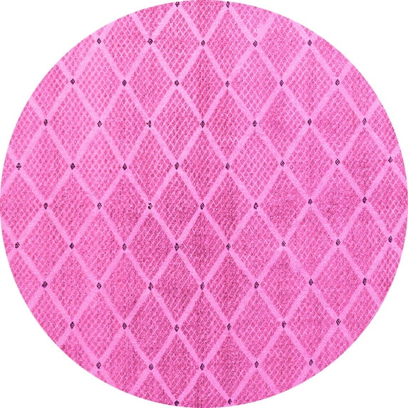 Ahgly Company Indoor Round Abstract Pink Modern Area Rugs, 6' Round