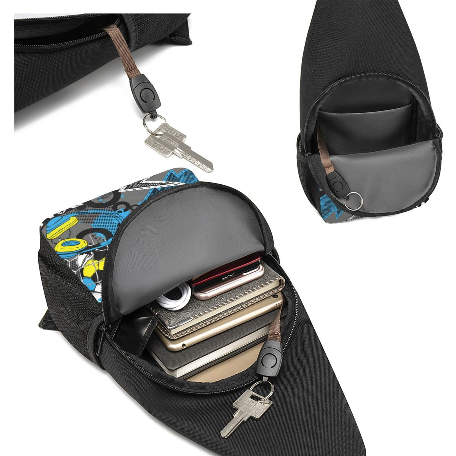 Xecao's Goal Time Print Sling Bag: A Versatile Chest, Shoulder, and Crossbody Backpack for Casual Days Out, Perfect for Both Men and Women