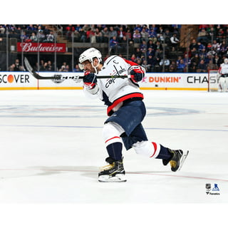 Justin Schultz Washington Capitals Unsigned White Jersey Skating vs. Pittsburgh Penguins Photograph
