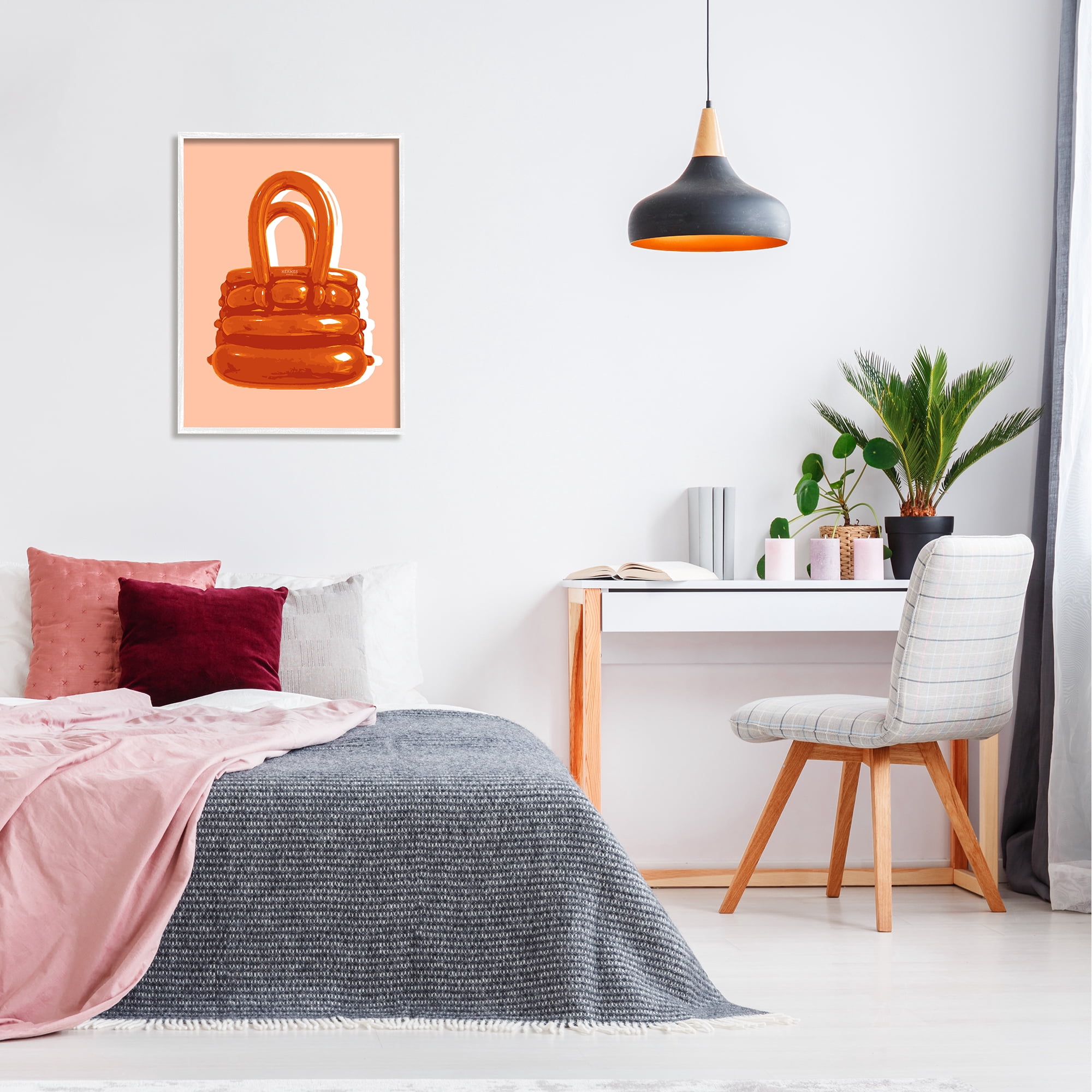 Stupell Industries Orange Modern Purse Abstract Painting White Framed Art Print Wall Art, 24 x 30
