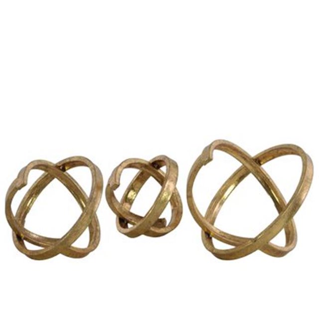 Urban Trends Collection 39591 Metal Round Abstract Sculpture, Gold - Set of 3
