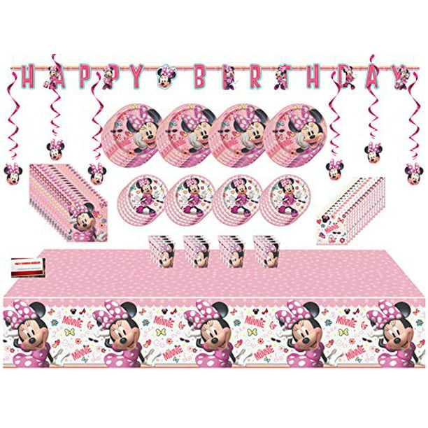 Disney Minnie Mouse Premium Deluxe Birthday Party Supplies Jumbo Bundle Pack For 16 Guests Plus