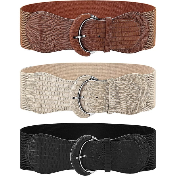 3 piezas de cinturón ancho para mujer para vestidos, cinturón de vestir para mujer, cinturón elástico de cuero, cinturón elástico para decoración de vestidos de mujer