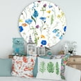 thumbnail image 2 of Designart 'Blue Wildflowers With Leaves I' Traditional Circle Metal Wall Art 36x36 - Disc of 36, 2 of 5