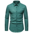 thumbnail image 3 of BiZtdJrK Mens Long Sleeve Button Down Shirts Slim Fit Casual Business Shirt Wrinkle Free Formal Dress Shirts Solid Textured Shirt 90% off Clearance Sale Green XL, 3 of 7