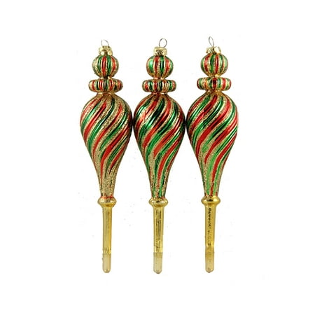 3ct shiny red green and gold spiral shatterproof final barcana christmas ornaments