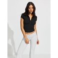 thumbnail image 5 of Gynyvoja Women Casual Shirts Deep V Neck Cap Sleeve Tops Collared Summer Tee Black L, 5 of 9
