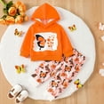 thumbnail image 2 of Glisme Baby Girl Outfits Warm Hooded Set For Cute Floral Print Long Sleeve Top And Pants Two Piece Set Toddler Winter Warm Popular Girls Clothing Orange Size 9-12 Months, 2 of 9