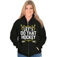 thumbnail image 3 of Let's Do That Hockey Sports Unisex Fleece Graphic Zip Up Hoodie Brisco Brands 2X, 3 of 5