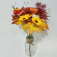 thumbnail image 2 of 17inch Autumn Maple Leaf Artificial Flower, Fall Leaves Stems Maple Leaves Shrubs Autumn Leaf Bushes Faux Silk Foliage for Home Kitchen Thanksgiving Indoor Garden Courtyard Decoration, 2 of 7