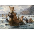 thumbnail image 2 of Ernst Albert Fischer 24x18 Black Ornate Framed Double Matted Museum Art Print Titled: Corlin Mermaid and Kentaurs While Bathing, 2 of 5