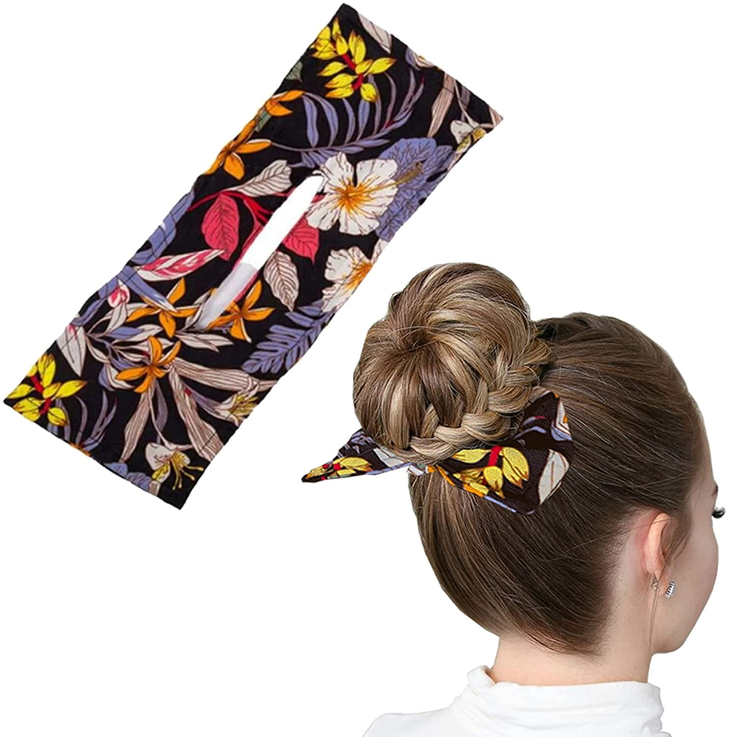 Floral Woman Hair Bun Maker Tools French Twist Ponytail Clips Hair Accessories 