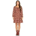 thumbnail image 3 of Celebrity Pink Women’s and Women’s Plus Floral Print Babydoll Dress with Long Sleeves, Sizes XS-4X, 3 of 5