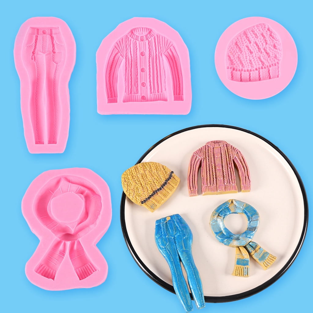 Silicone Fondant Mold DIY Handmade Soap Making Supplies Sweater Jeans Hat Cake Decorating Family Candle Molds Flexible