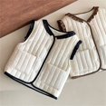 thumbnail image 6 of Xdegoge Quilted Vest for Girls Button Down V Neck Jacket Sleeveless Fleece Lined Warm Jackets Fall Winter Cute Lightweight Outerwear with Pockets Size 3-13, 6 of 10