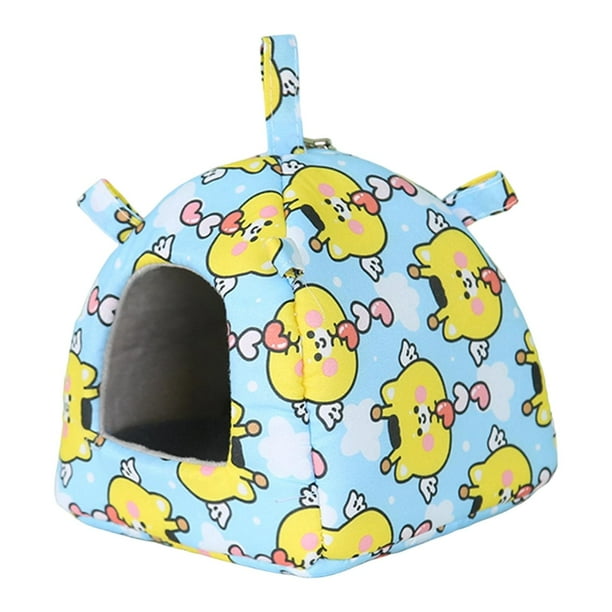 Nido colgante para pájaros para loros, 14 x 14 x 15 cm, accesorio de mesa para mascotas. Animal amarillo