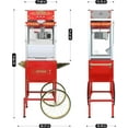 thumbnail image 3 of Commercial Popcorn Machine with Cart - 20oz Vintage Style Popper, 1440W, Tempered Glass & Warming Deck, Wheels for Home Theater, Parties, Events, Red, 3 of 6
