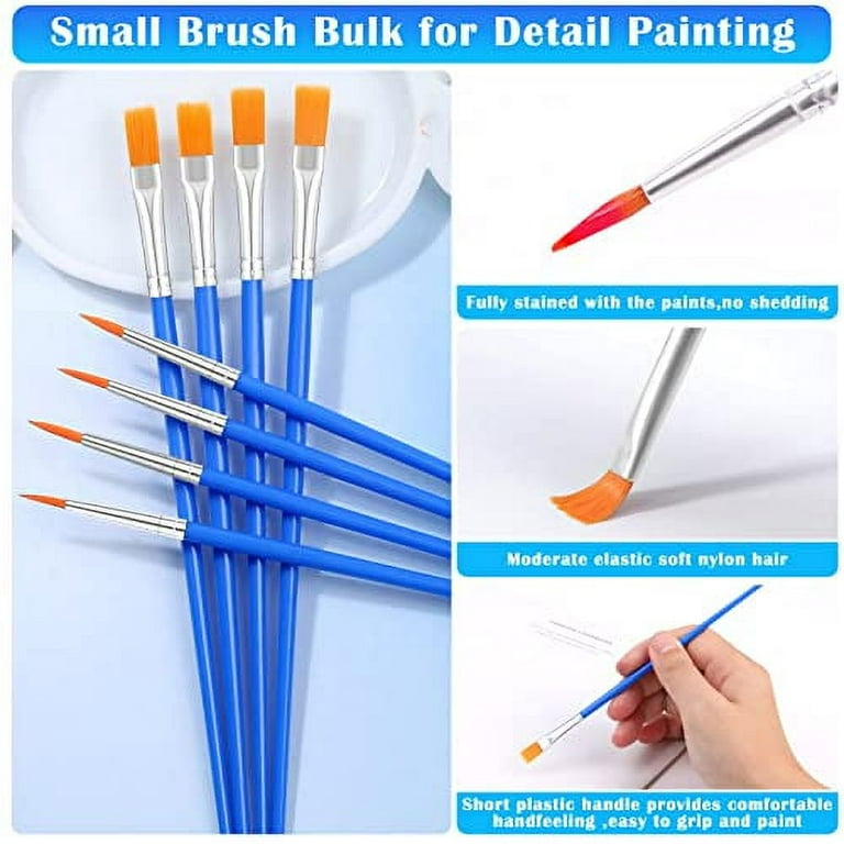  50 Pcs Flat Paint Brushes for Touch Up, Anezus Small Paint  Brushes for Classroom Crafts Paint Brushes for Acrylic Painting Watercolor  Canvas Face Painting