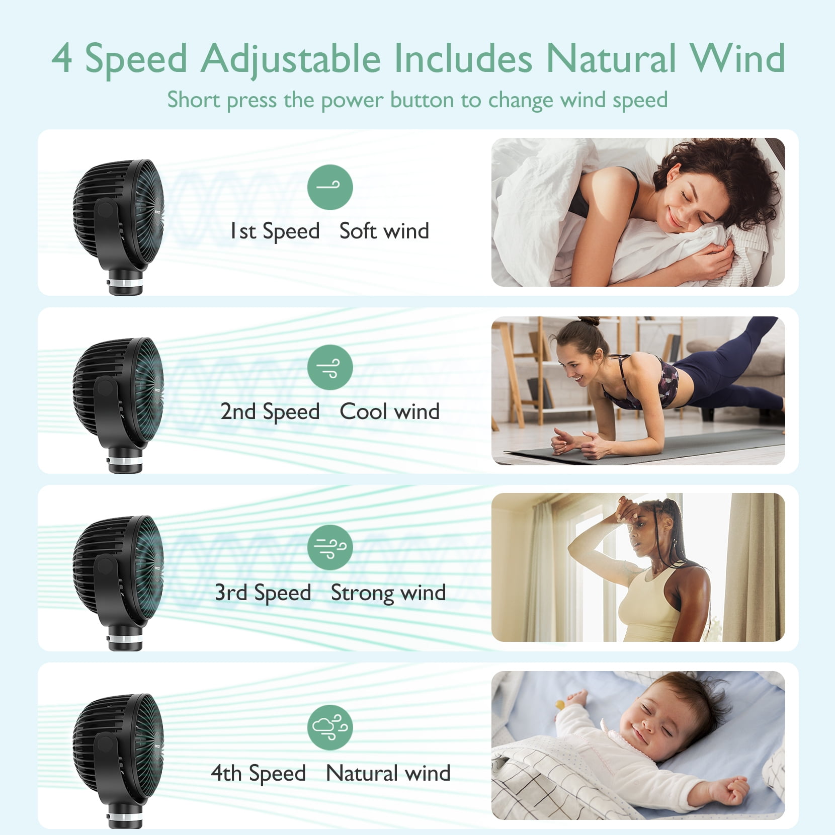 Momcozy Portable Stroller Fan, USB Rechargeable and Handheld Cooling Fan for Travel, Car Seat, Bedroom