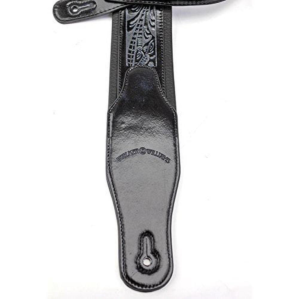 walker &amp; williams gb-102 black padded leather strap classic live oak pattern
