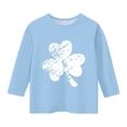thumbnail image 2 of T-Shirt Fille Fête de la Saint-Patrick, Mignon T-Shirt Graphique à Manches 3/4 Col Rond avec Imprimé Irlandais, Hauts Décontractés Printemps Été pour Vacances, Fête d'Anniversaire et Usage Quotidien Bleu Clair 120, 2 of 5