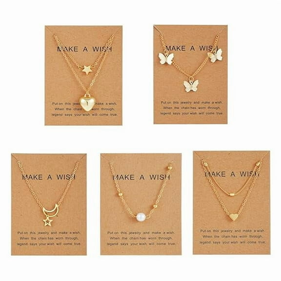 Artificial 5 Pcs Latest Stylish Heart Butterfly Pearl Necklace Jewellery Set