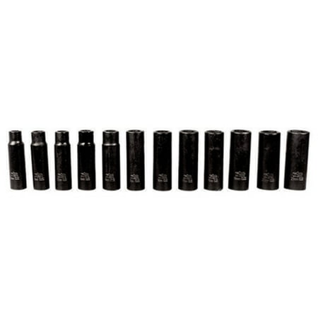 

K Tool 38200 Impact Socket Set 1/2 Drive 12 Piece 10mm to 21mm 6 Point Deep