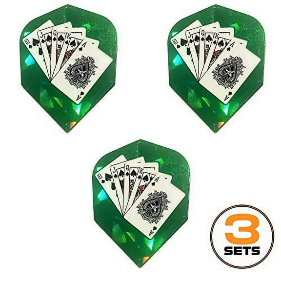 BESTSKY  Hologram Royal Flush Spades 75 Micron Strong Dart Flights (3 Sets - 9 Flights)