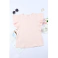 thumbnail image 4 of POGLIP Women's Pink Textured Tiered Ruffled Short Sleeve Blouse, 4 of 6
