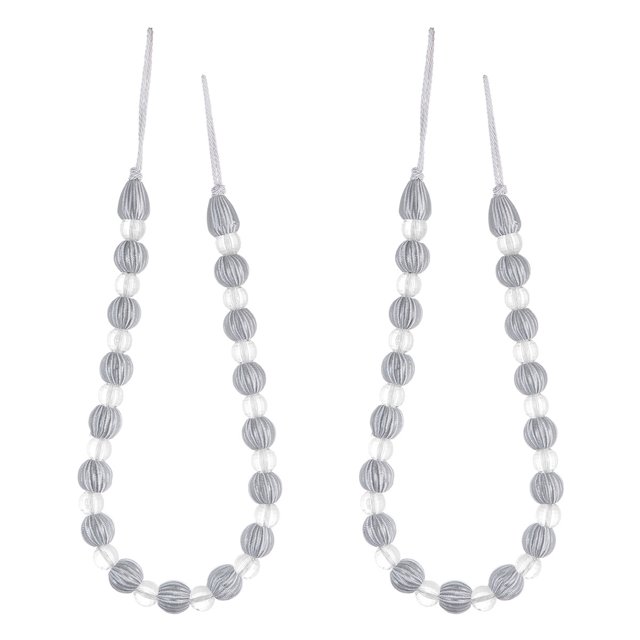 2 elegantes alzapaños para cortina con cuentas acrílicas y hebillas (plateadas y blancas)