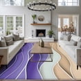 thumbnail image 3 of 5'x8' Area Rugs, Geometric Purple Indoor Outdoor Area Rug for Living Room Bedroom, Wave Stripes Modern Abstract Beach Washable Bathroom Rugs Kitchen Floor Carpet Mats Home Decor Aesthetic, 3 of 8